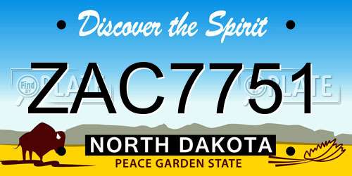ZAC7751 North Dakota License Plate