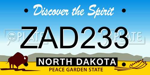 ZAD233 North Dakota License Plate