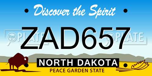 ZAD657 North Dakota License Plate