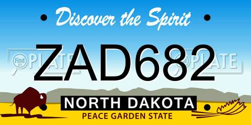 ZAD682 North Dakota License Plate