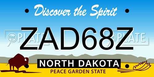 ZAD68Z North Dakota License Plate