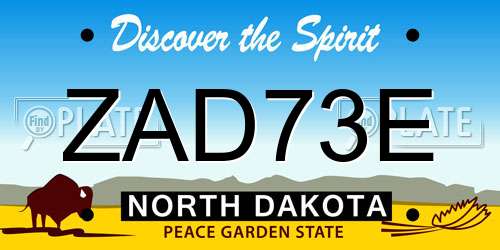 ZAD73E North Dakota License Plate