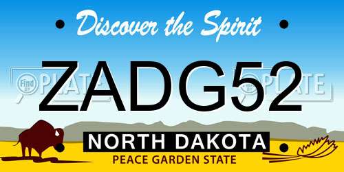 ZADG52 North Dakota License Plate