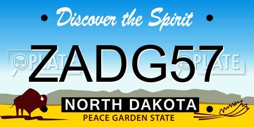 ZADG57 North Dakota License Plate