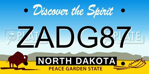 ZADG87 North Dakota License Plate
