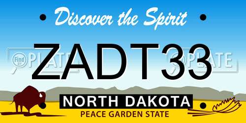 ZADT33 North Dakota License Plate