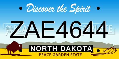 ZAE4644 North Dakota License Plate