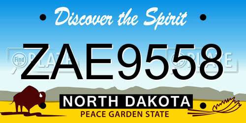 ZAE9558 North Dakota License Plate