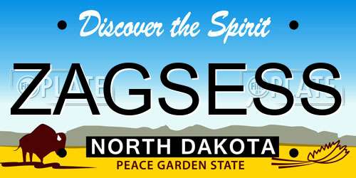 ZAGSESS North Dakota License Plate