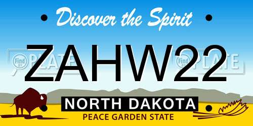 ZAHW22 North Dakota License Plate