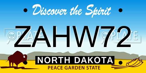 ZAHW72 North Dakota License Plate