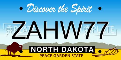 ZAHW77 North Dakota License Plate