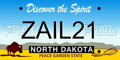 ZAIL21 North Dakota License Plate
