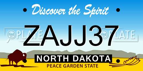 ZAJJ37 North Dakota License Plate