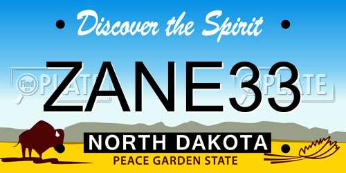 ZANE33 North Dakota License Plate