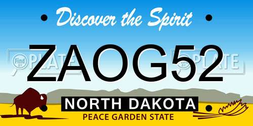 ZAOG52 North Dakota License Plate