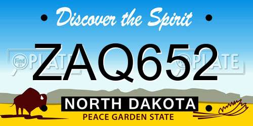 ZAQ652 North Dakota License Plate