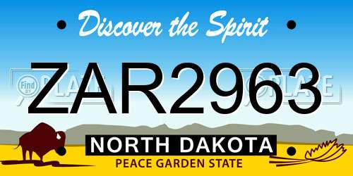ZAR2963 North Dakota License Plate