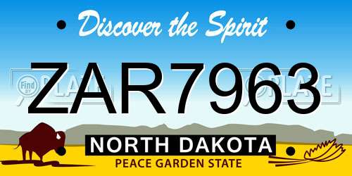 ZAR7963 North Dakota License Plate
