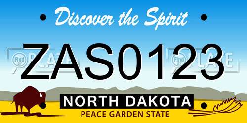 ZAS0123 North Dakota License Plate
