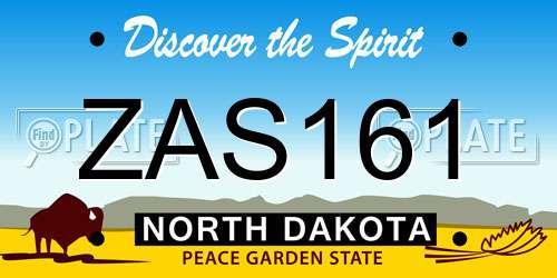 ZAS161 North Dakota License Plate
