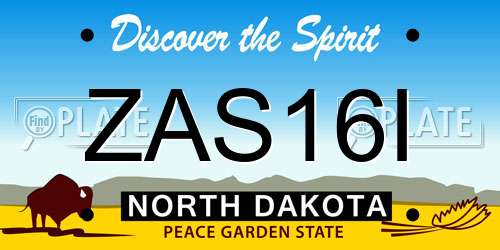 ZAS16I North Dakota License Plate