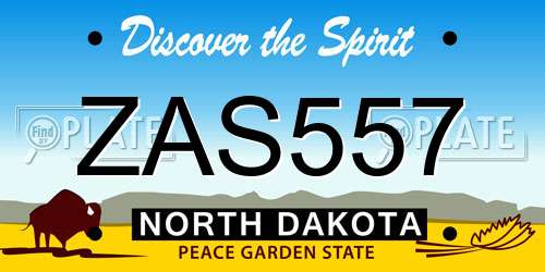 ZAS557 North Dakota License Plate