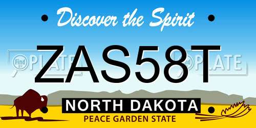 ZAS58T North Dakota License Plate