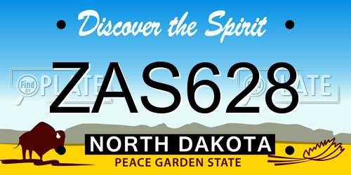 ZAS628 North Dakota License Plate