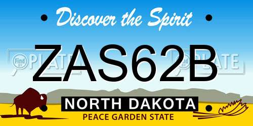 ZAS62B North Dakota License Plate