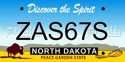 ZAS67S North Dakota License Plate