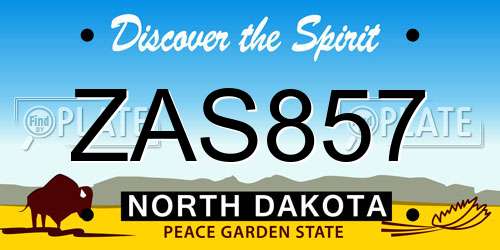 ZAS857 North Dakota License Plate