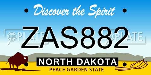 ZAS882 North Dakota License Plate
