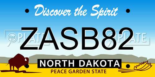 ZASB82 North Dakota License Plate