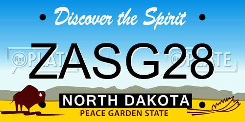 ZASG28 North Dakota License Plate