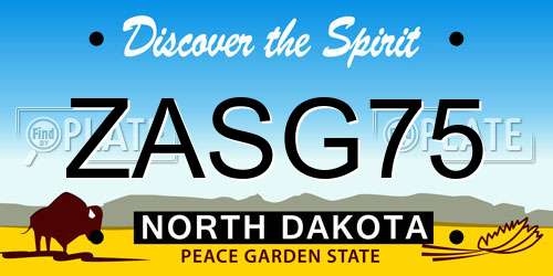 ZASG75 North Dakota License Plate