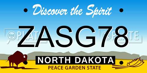 ZASG78 North Dakota License Plate