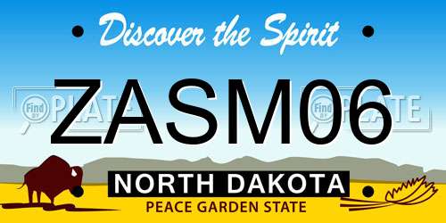 ZASM06 North Dakota License Plate