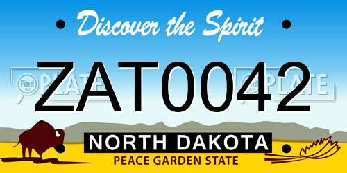 ZAT0042 North Dakota License Plate