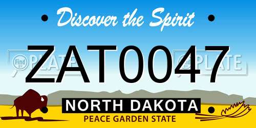 ZAT0047 North Dakota License Plate