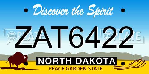 ZAT6422 North Dakota License Plate