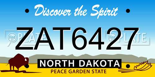 ZAT6427 North Dakota License Plate