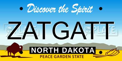 ZATGATT North Dakota License Plate