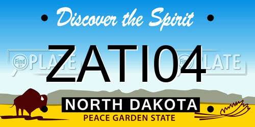 ZATI04 North Dakota License Plate