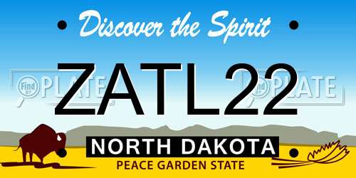 ZATL22 North Dakota License Plate