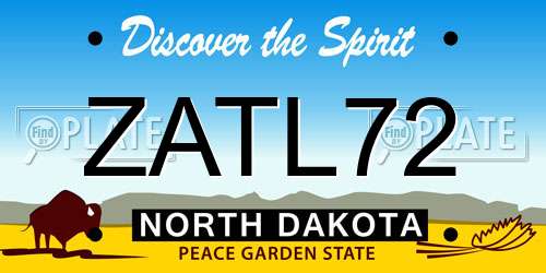 ZATL72 North Dakota License Plate