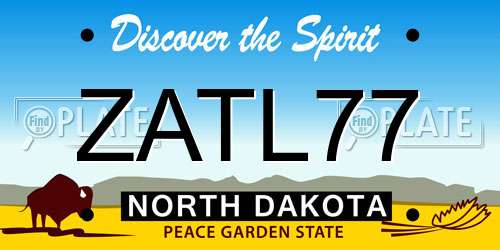 ZATL77 North Dakota License Plate