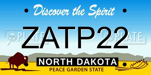 ZATP22 North Dakota License Plate