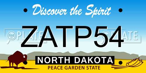 ZATP54 North Dakota License Plate