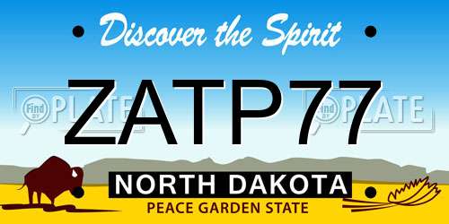 ZATP77 North Dakota License Plate